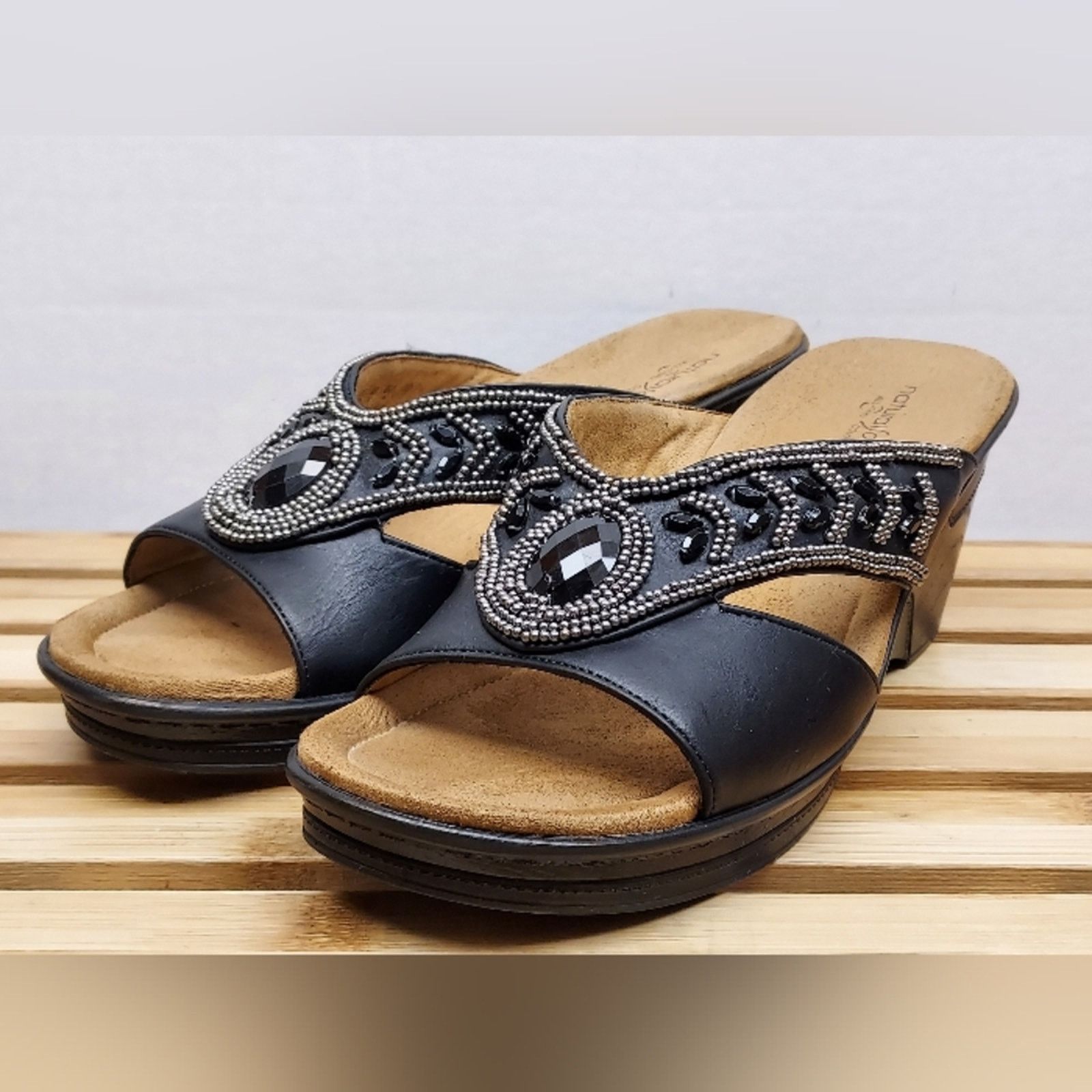 Other Natural Soul Womens Black Wedge Sandals Size 10M Size US 10 / IT 40 - 1 Thumbnail
