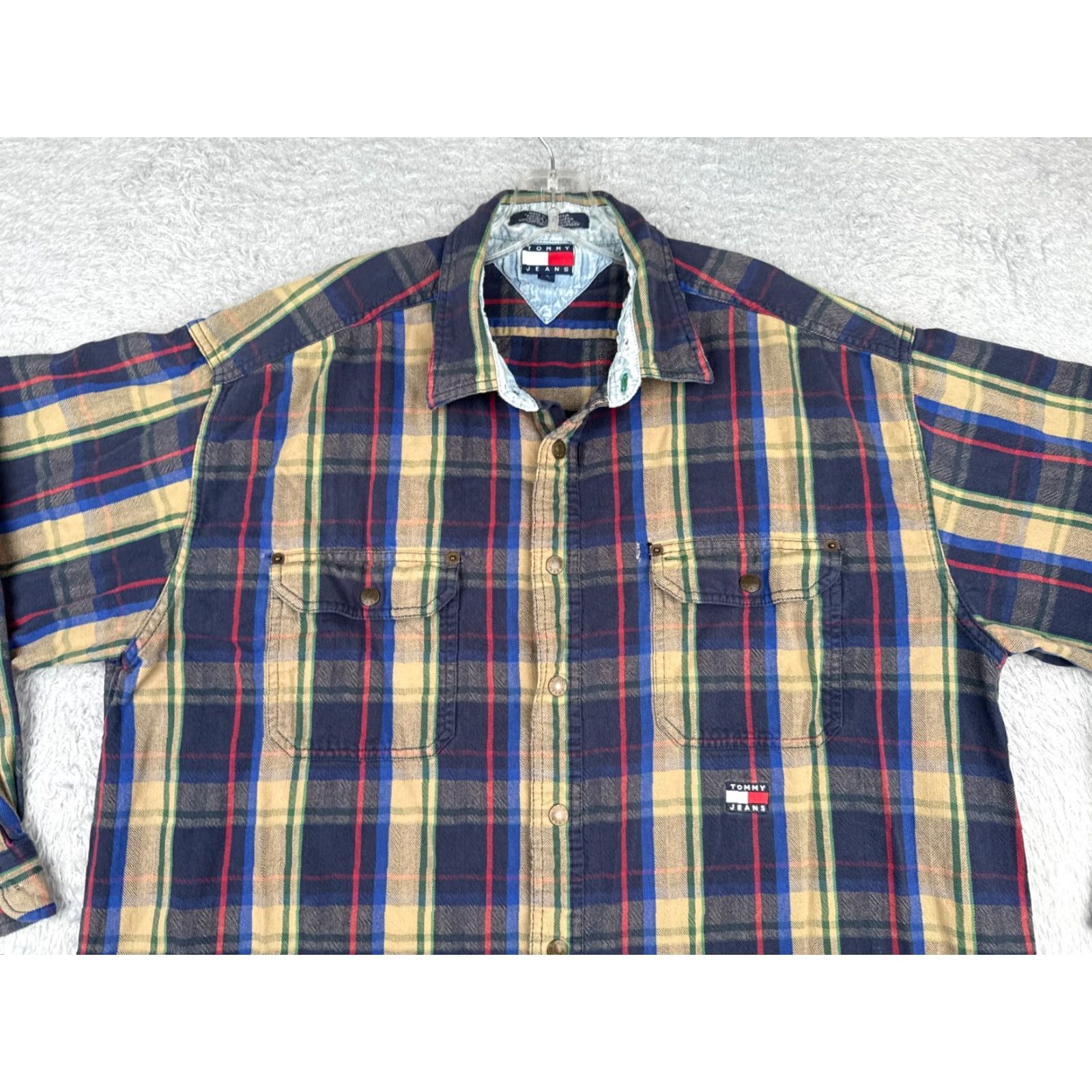 Tommy Hilfiger Tommy Hilfiger Jeans Shirt Adult Extra Large Blue Plaid Flannel Long Sleeve Size US XL / EU 56 / 4 - 4 Thumbnail