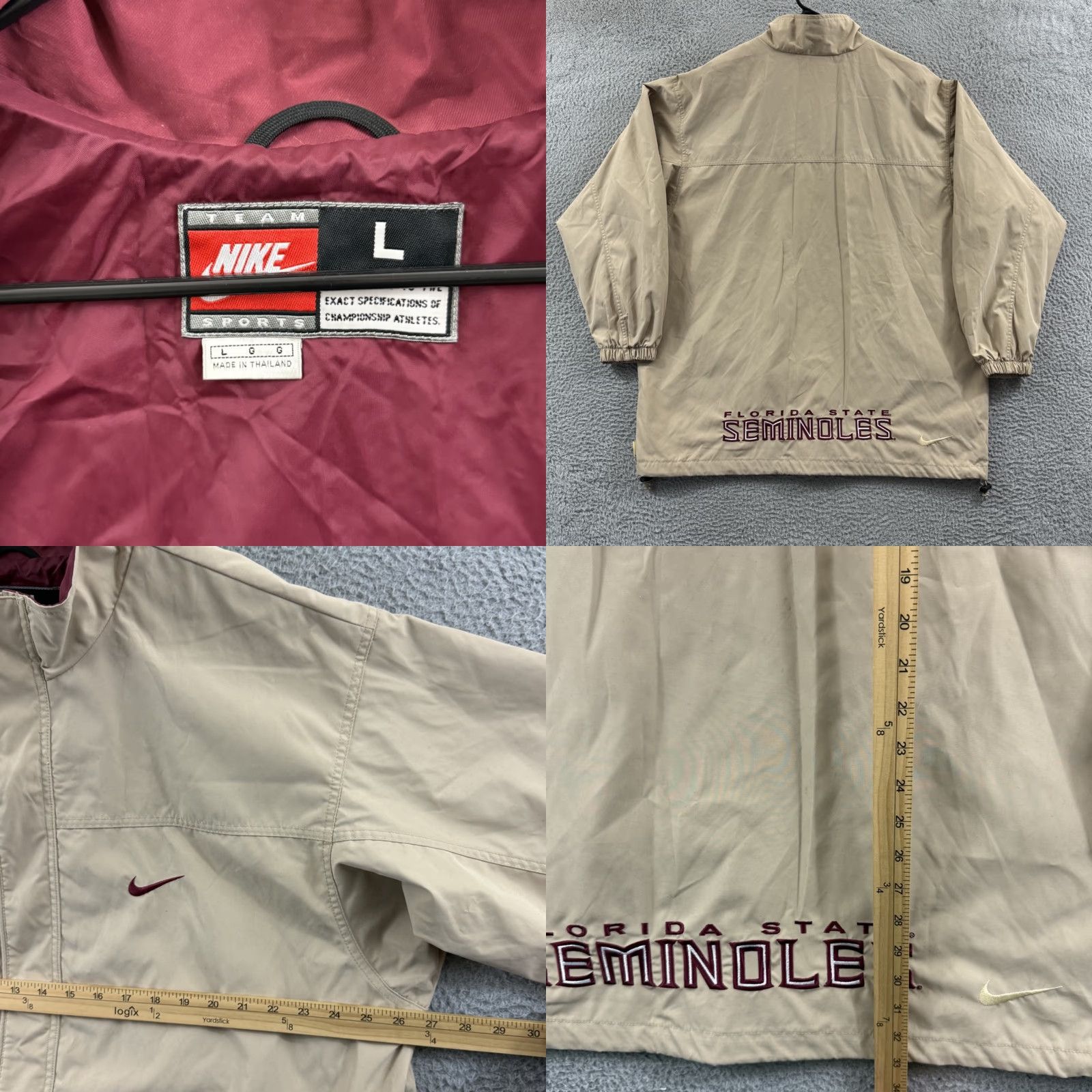 Nike VINTAGE Nike Florida State Seminoles Jacket Mens Large Beige Full Zip 90s Football Size US L / EU 52-54 / 3 - 8 Thumbnail