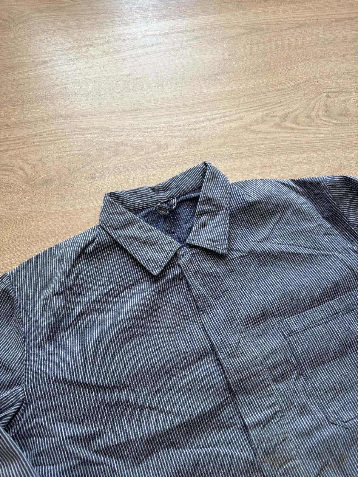 Le Laboureur Vintage Sunfaded Worker Le Laboureur Stripes Trashed Jacket Size US XL / EU 56 / 4 - 2 Thumbnail