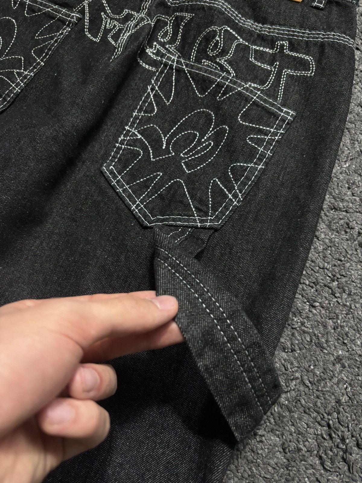 Vintage Vintage very rare embroidered spirit dark gray baggy jeans Size US 30 / EU 46 - 9 Thumbnail