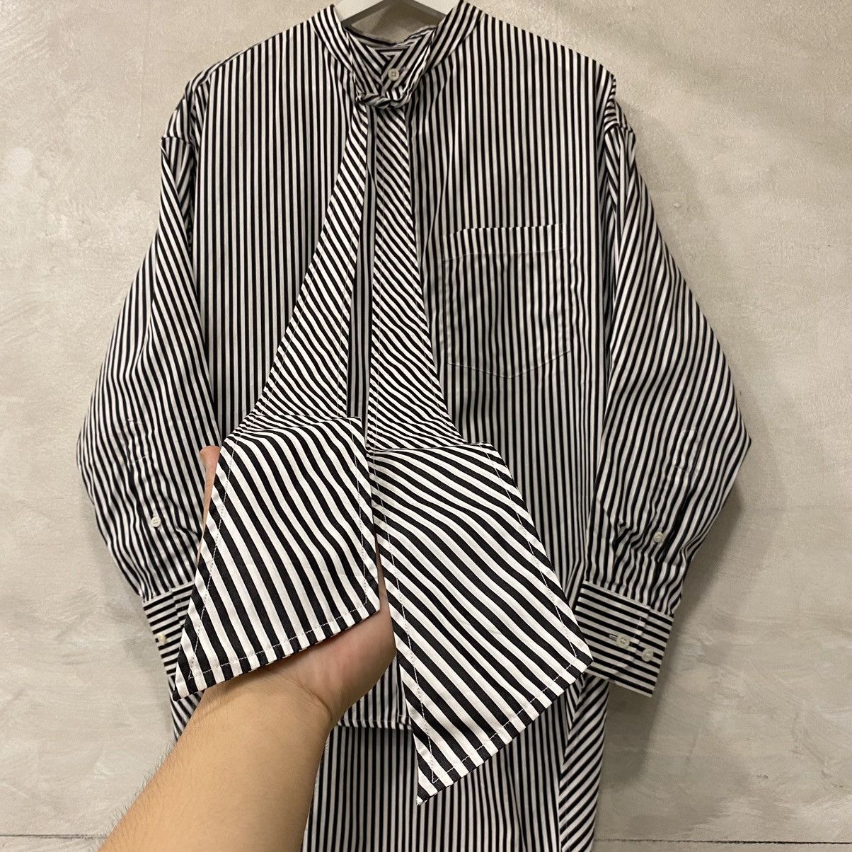 Balenciaga Balenciaga - Logo Striped Poplin Shirt Size XXS / US 00 / IT 34 - 9 Thumbnail