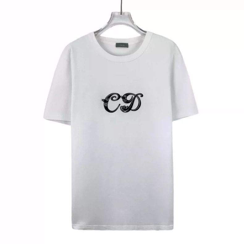 Dior Dior White Logo Embroidered Cotton T-Shirt- DMC Size US XL / EU 56 / 4 - 1 Thumbnail