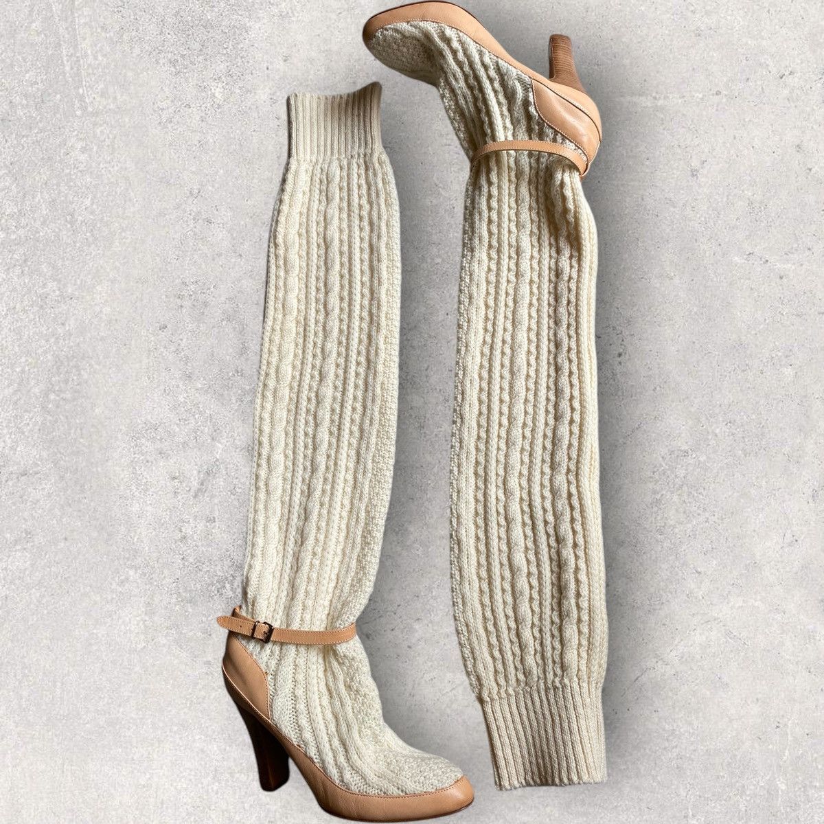 Veronique Branquinho FW06 Knit Sock Heels Boots Size US 7 / IT 37 - 2 Thumbnail