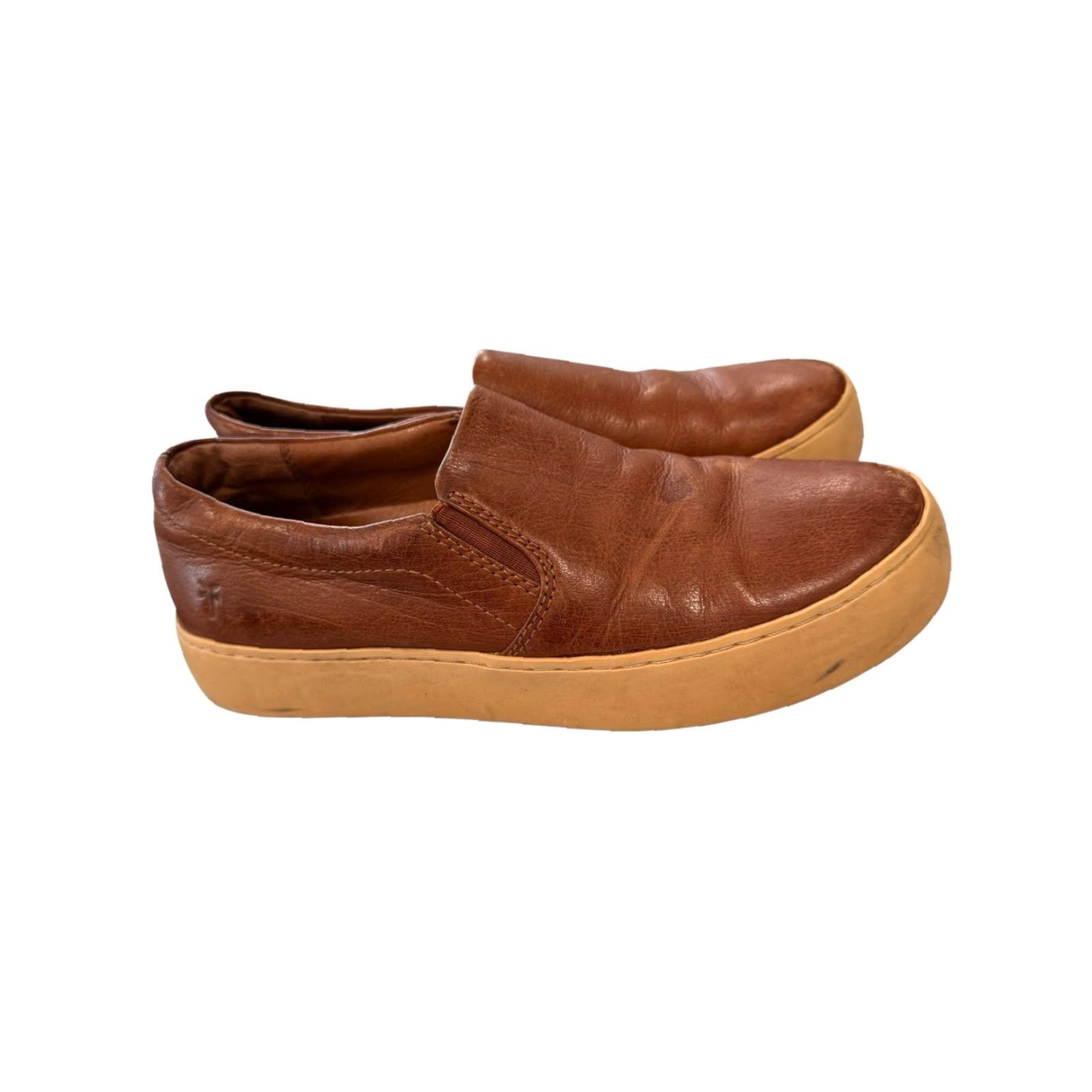 Frye Frye Lena Cognac Leather Slip On Sneakers Women’s Size 6.5 M (Slip-On, Flat) Size US 7 / IT 37 - 5 Thumbnail
