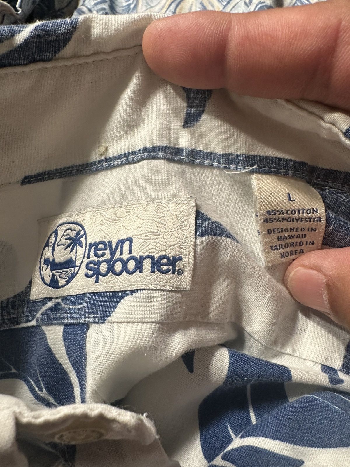 Reyn Spooner Reyn Spooner Blue/White Hawaiian Print Men's Large Size US L / EU 52-54 / 3 - 4 Thumbnail