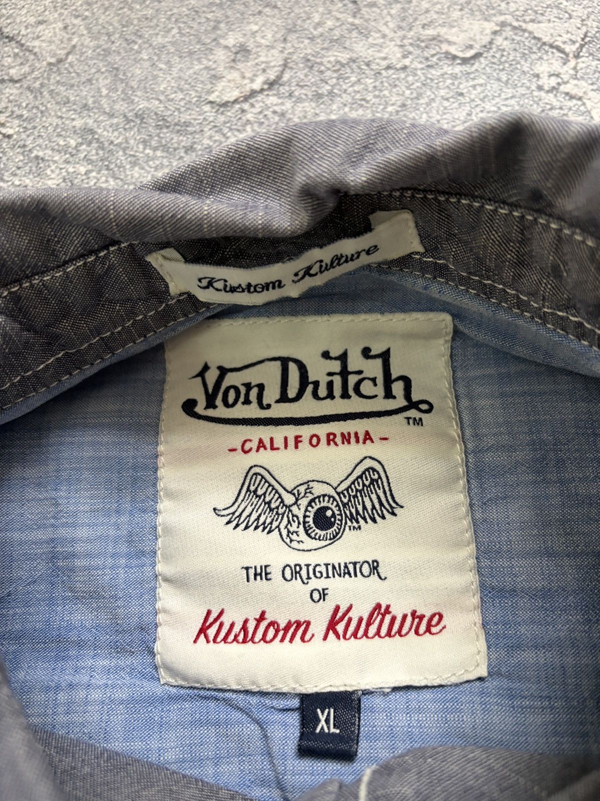 Von Dutch Von Dutch Kustom Kulture Shirt Grey Chambray Motorcycle XL Size US XL / EU 56 / 4 - 4 Thumbnail
