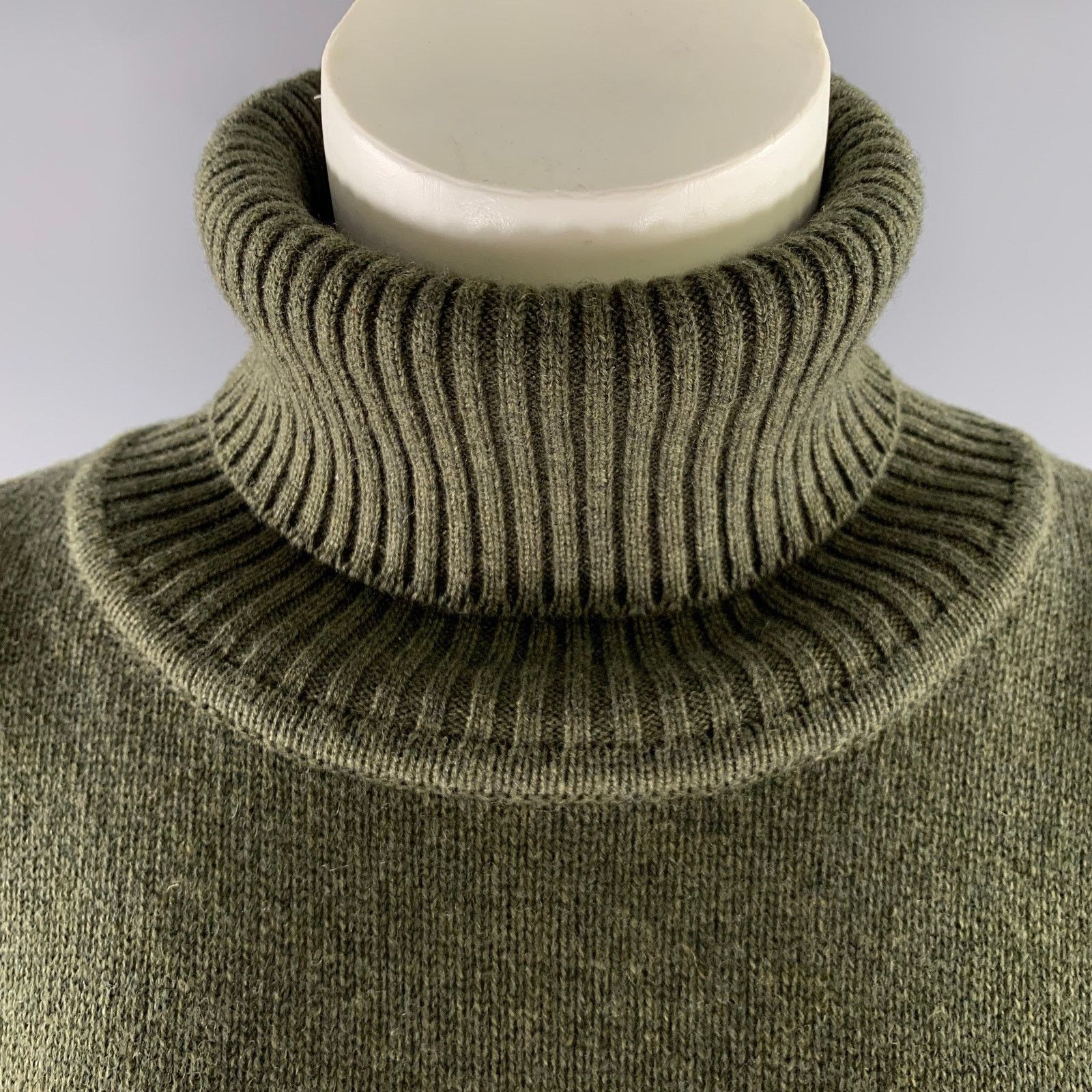 eskandar ESKANDAR Green Olive Cashmere Oversized Turtleneck Sweater Size ONE SIZE - 2 Thumbnail
