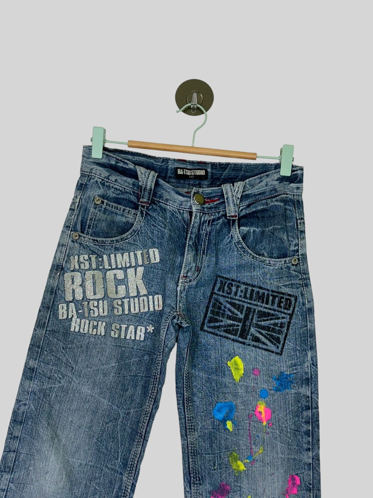 Japanese Brand × Vintage BA-TSU STUDIO ROCK STAR PAINT SPLASHED ACID WASH DENIM JEANS Size US 27 - 5 Thumbnail