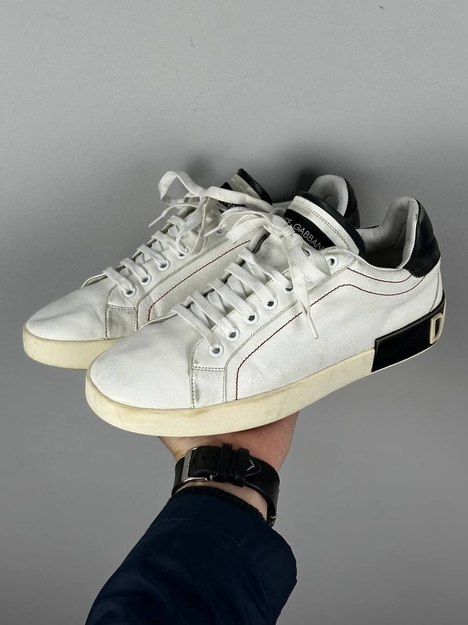 Dolce & Gabbana Dolce & Gabbana Portofino White Sneakers Luxury Leather Size US 10 / EU 43 - 1 Thumbnail