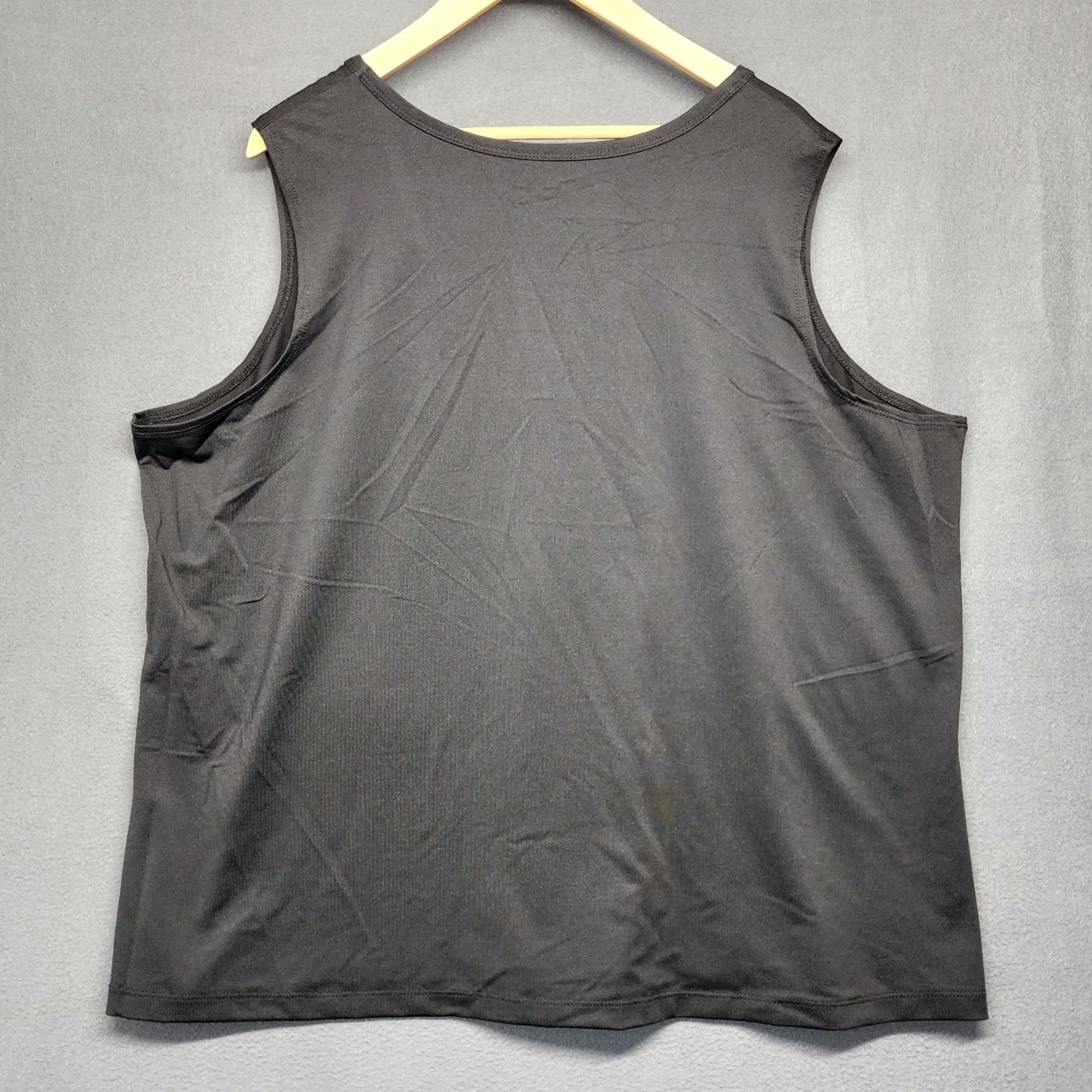 Vintage Susan Graver Essentials Tank Top Womens 3X Tank Plus Black Sleeveless Satin Silky Stretch Liqui d Knit (Liquid Knit) Pullover Machine Washable Basic Size XXL / US 16-18 / IT 52-54 - 2 Thumbnail