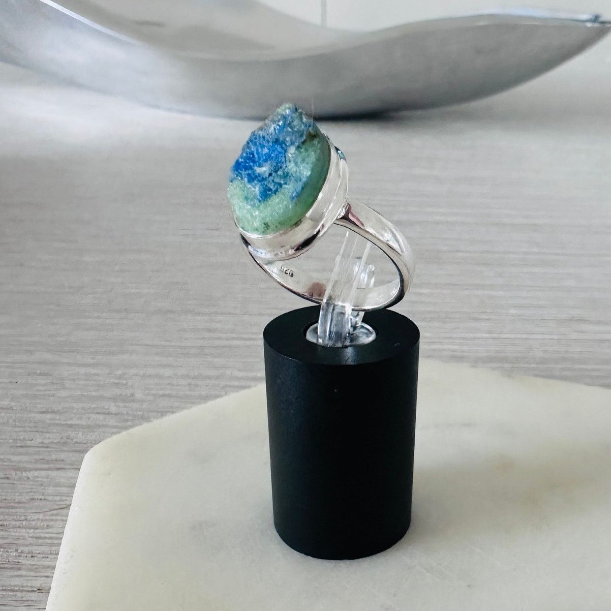 The Unbranded Brand Azurite Rough 925 Sterling Silver Ring Size 7.5 Size ONE SIZE - 4 Thumbnail