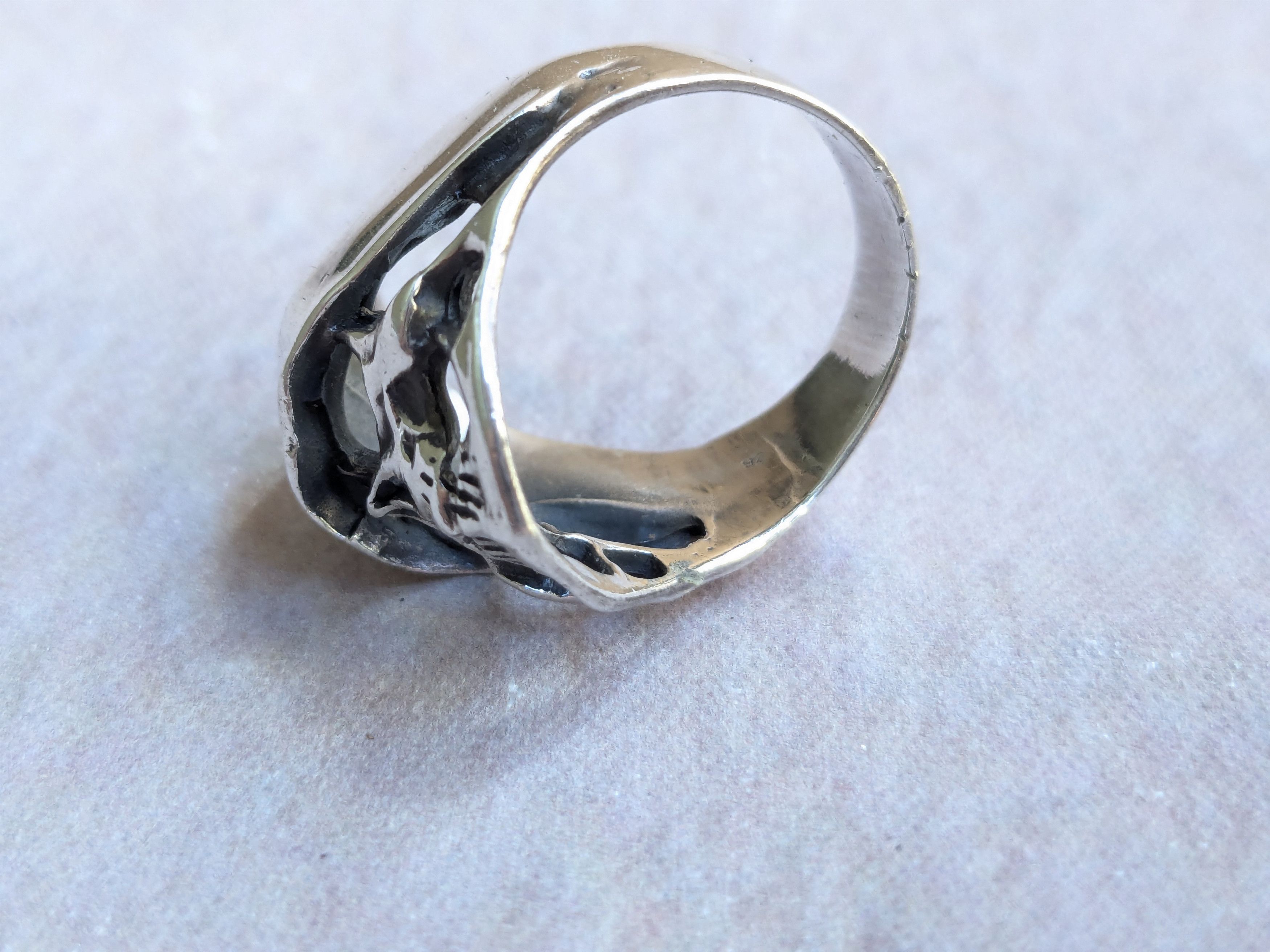 Jewelry Sterling Silver Skull Ring Biker Helmet 9.5 Punk Size ONE SIZE - 8 Thumbnail