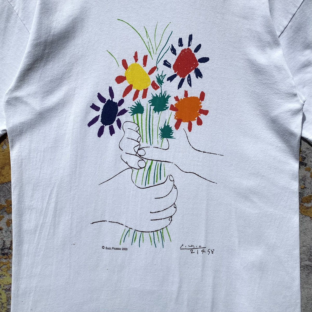 Paloma Picasso Vintage Y2K Picasso Bouquet Peach Art Graphic Shirt Picasso Size US S / EU 44-46 / 1 - 7 Thumbnail