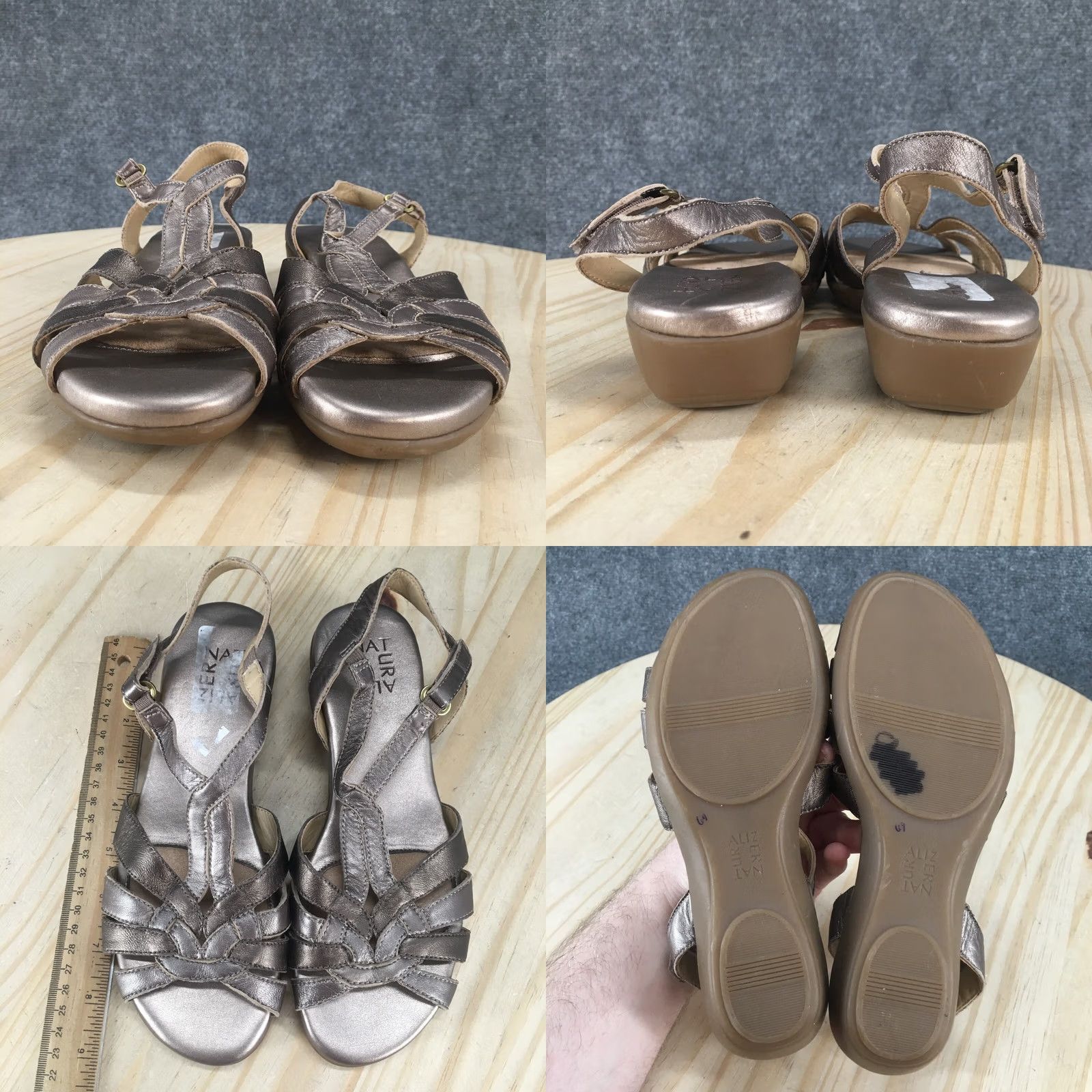 Naturalizer Naturalizer Sandals Womens 6.5 M Namora Slingback Gold Leather Comfort Casual Size US 7 / IT 37 - 8 Thumbnail