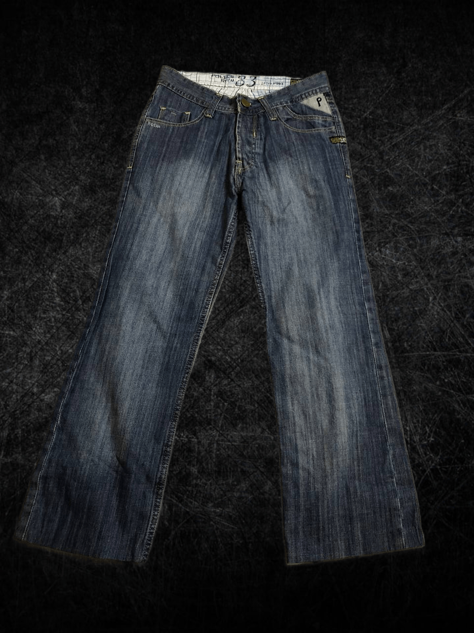 Vintage Police Raw Straight Faded Denim Jeans Size US 28 / EU 44 - 1 Thumbnail