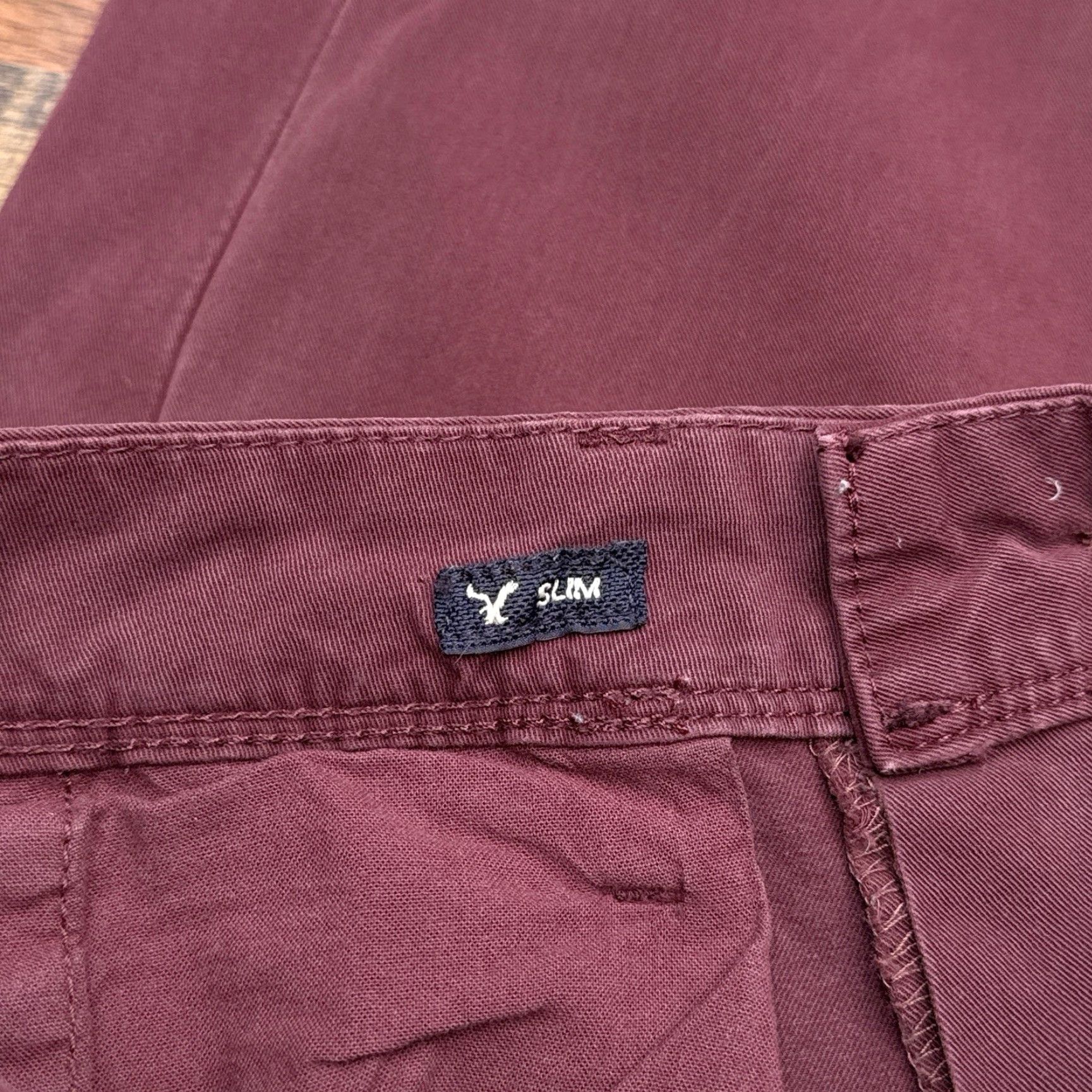 American Eagle Outfitters American Eagle 360 Extreme Flex Slim Pants Mens 28x30 Burgundy Stretch Size US 28 / EU 44 - 5 Thumbnail