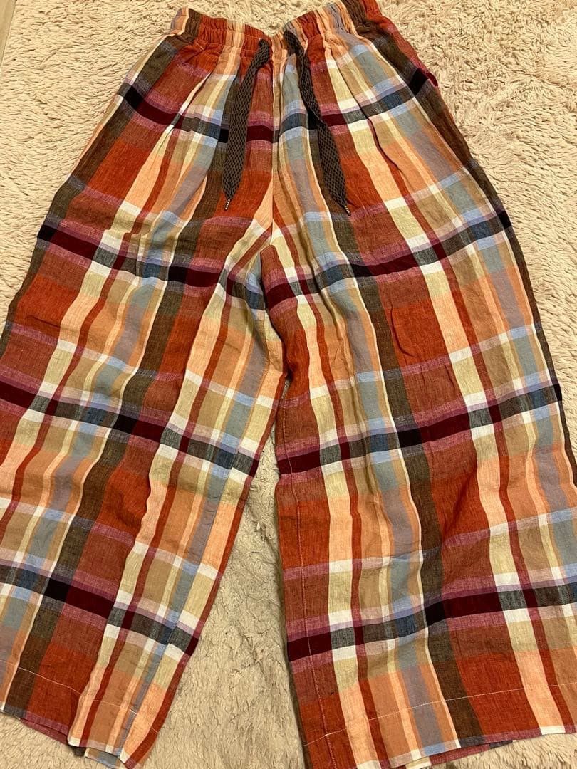 Kapital KAPITAL Baggy Pants- Checkered Cotton Linen, Red Size US 26 / EU 42 - 1 Thumbnail