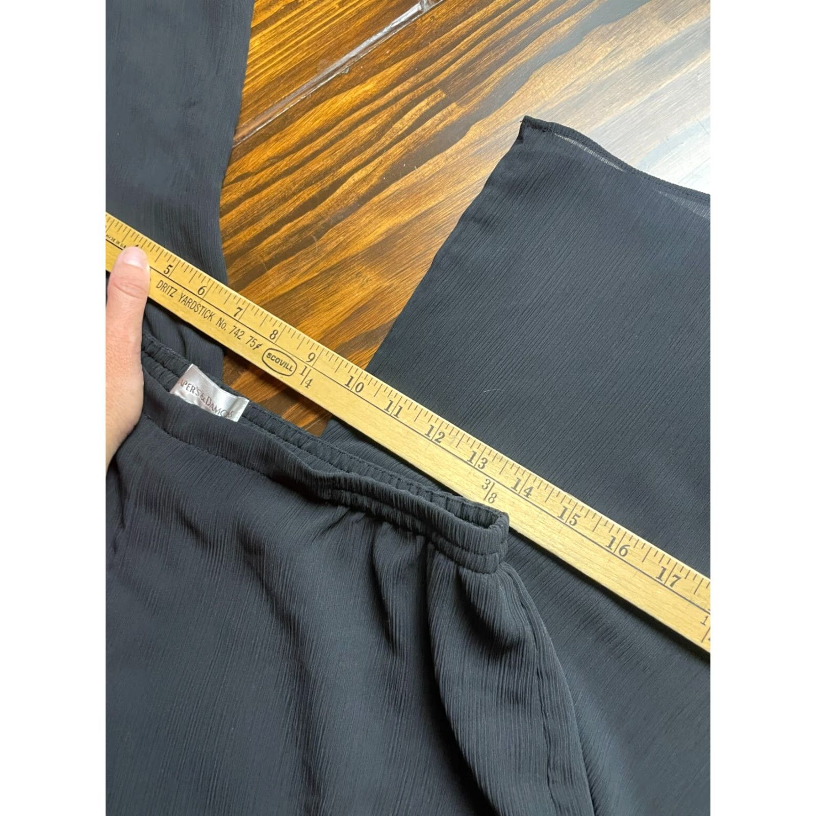Vintage Draper's & Damon's Pants, Women's Medium, Black, Wide-Leg, Pull On, Dress Pants, Regular, 29.5 in Inseam, Pattern: Solid, Office, Womens Size 32" / US 10 / IT 46 - 4 Thumbnail