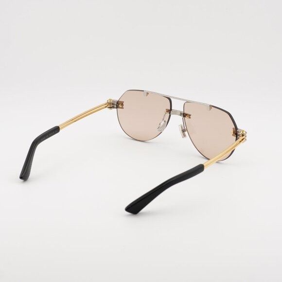 Bottega Veneta Bottega Veneta BV1342S 002 Sunglasses Silver/Gold Aviator Size ONE SIZE - 4 Thumbnail