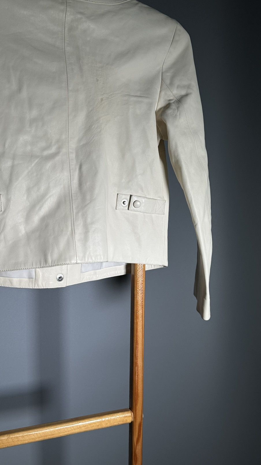 agnes b. agnes b. pression leather cardigan blouson jacket cream Size XS / US 0-2 / IT 36-38 - 12 Thumbnail