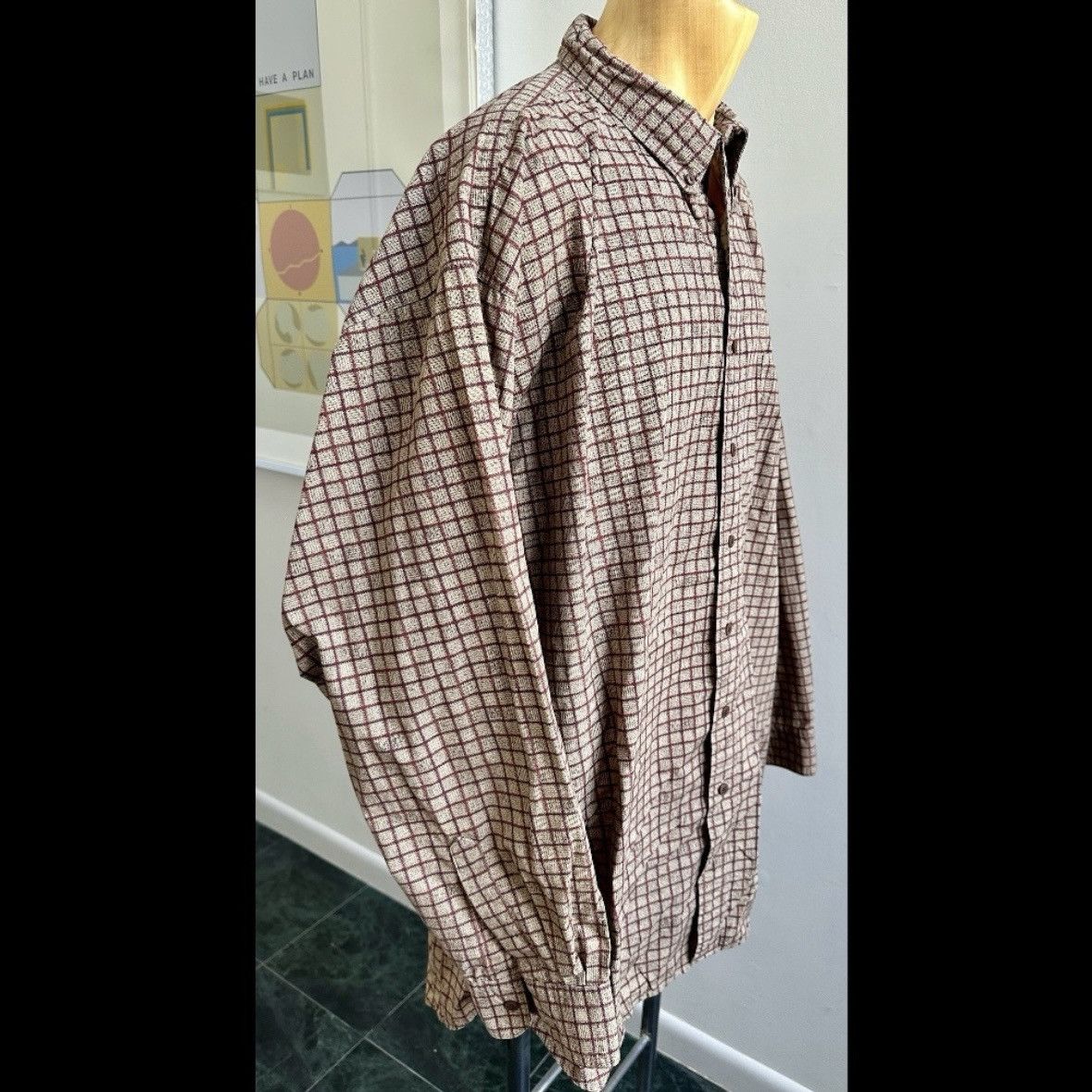 Chaps Ralph Lauren VINTAGE 1990s CHAPS RALPH LAUREN SHIRT MAROON TAN PLAID 2XLT Size US XXL / EU 58 / 5 - 4 Thumbnail