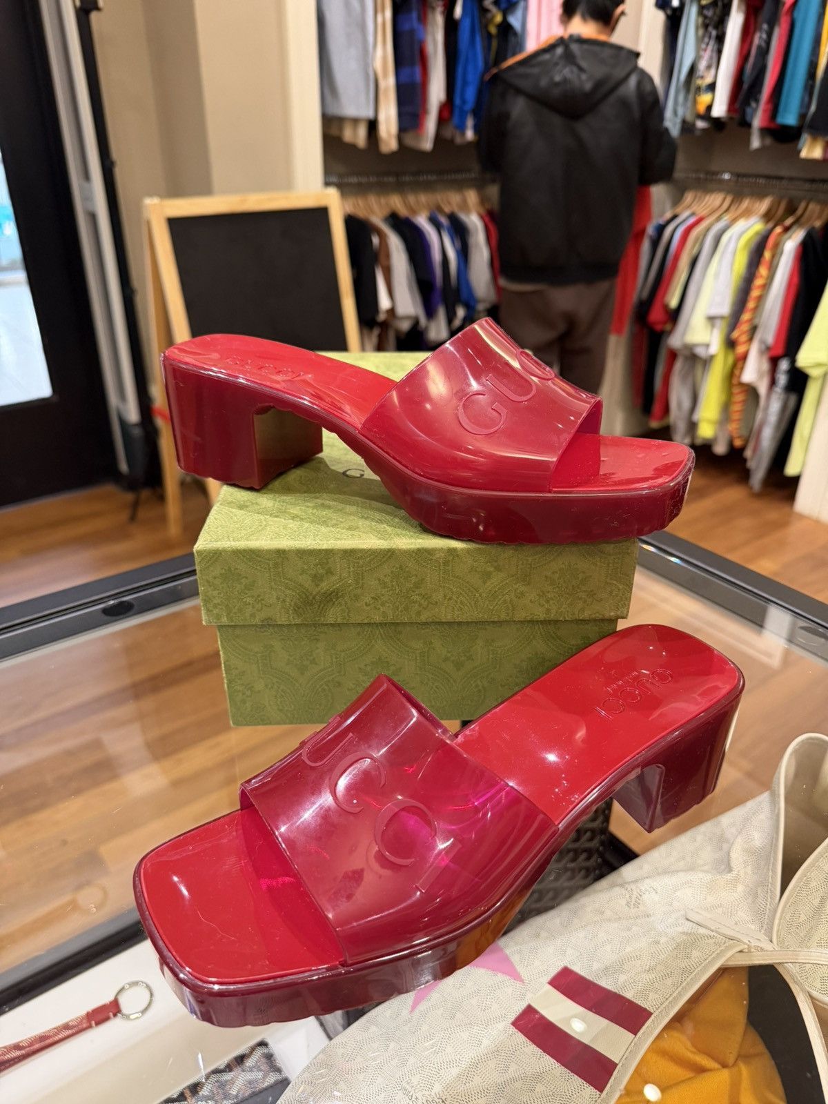 Gucci Gucci Rubber Jelly Platform Sandal - Hibiscus Red Size US 9 / IT 39 - 5 Thumbnail