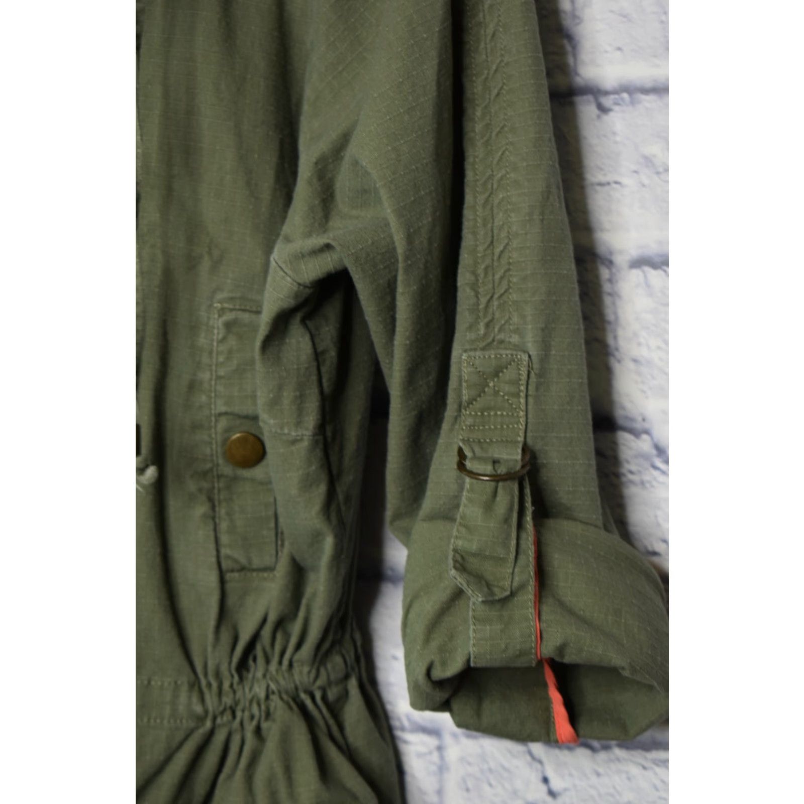Vintage Willow And Clay Jacket Womens Medium Zip Snaps Hooded Casual Green Cotton Blend Mid-Length Size M / US 6-8 / IT 42-44 - 5 Thumbnail