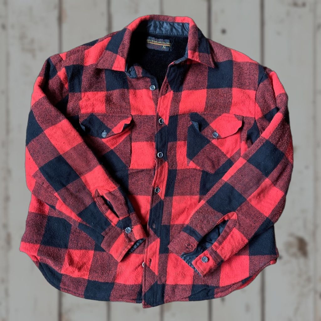 Vintage VINTAGE Montgomery Ward Mens L Button Up Red Buffalo Plaid Lined Jacket VTG Shirt 1980s Mens Size US L / EU 52-54 / 3 - 1 Thumbnail