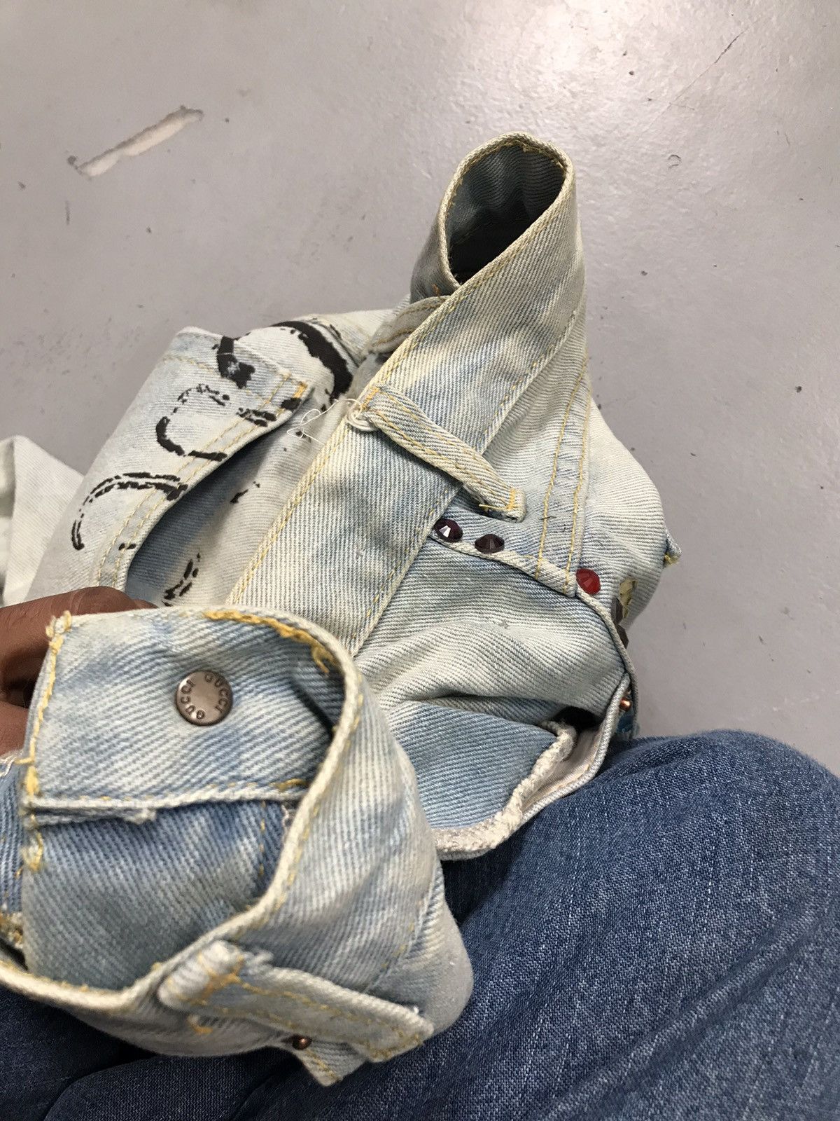 Vintage Vintage women’s gucci inspired studds crystel denim Size 28" / US 6 / IT 42 - 8 Thumbnail