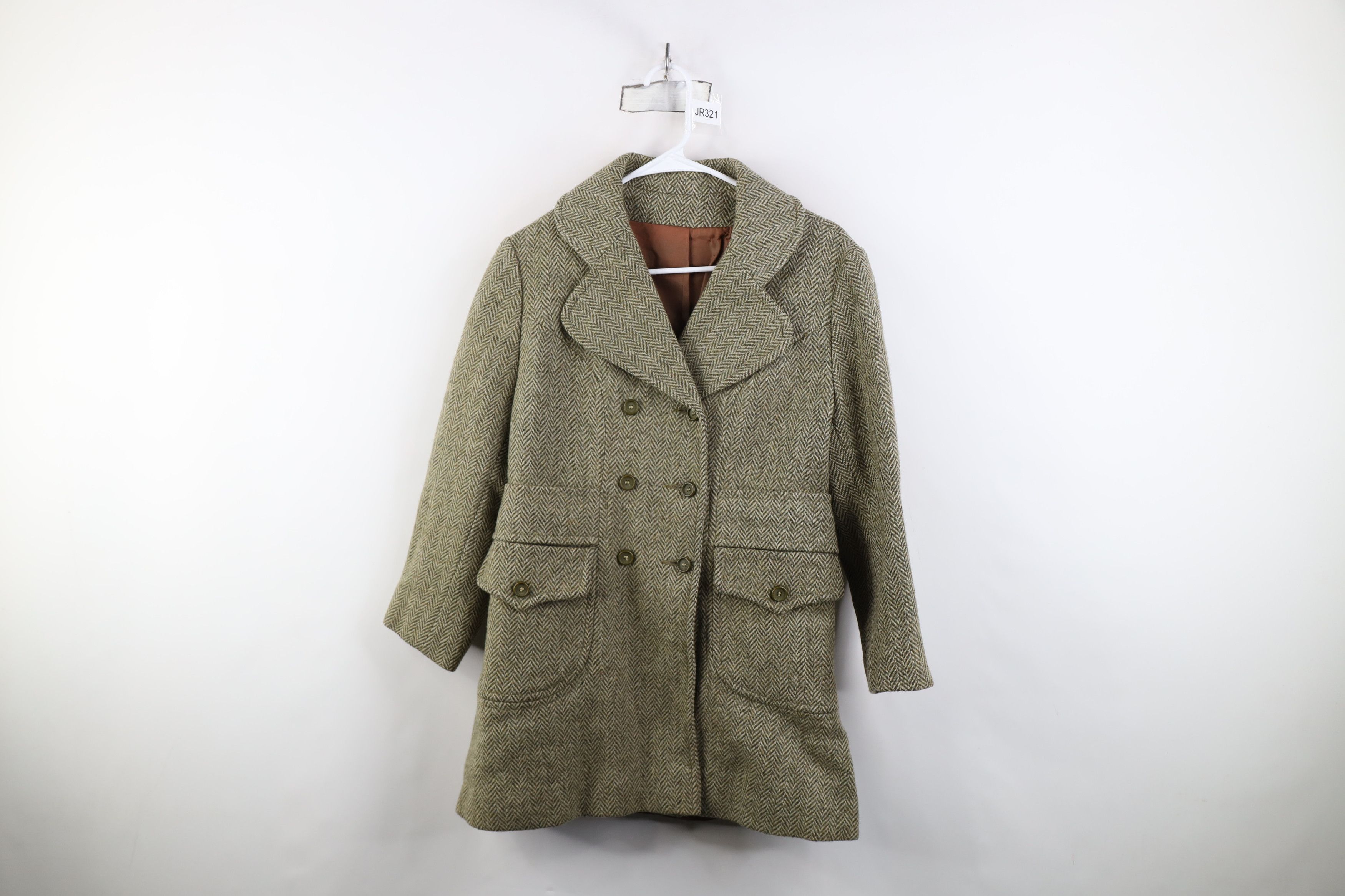Vintage Vintage 50s Rockabilly Herringbone Coat Jacket Green USA Size L / US 10 / IT 46 - 1 Thumbnail