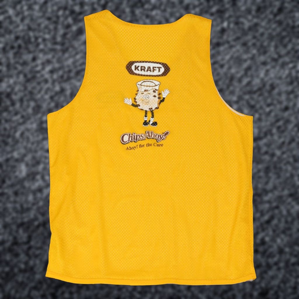 VINTAGE Badger Sport Basketball Jersey Shirt 2XL Yellow 90s Snack Promo Tee Mens Basketball NFT?