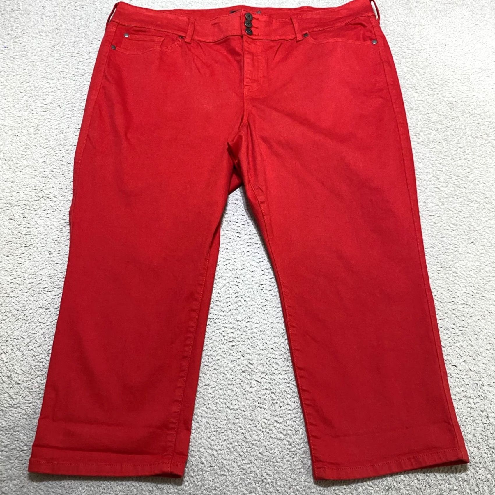 Torrid Torrid Jeans Plus 24 Red Denim High Rise Jegging 5-Pocket Stretch Cotton Polyester Spandex Vintage: No Size 42" / US 20 - 2 Thumbnail