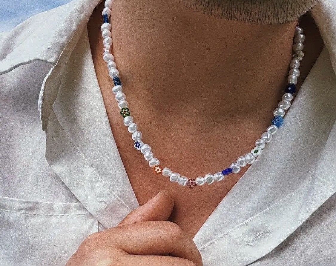 Jewelry Kpop Fashion Irregular Simulated Pearls Flower Necklace Size ONE SIZE - 1 Thumbnail
