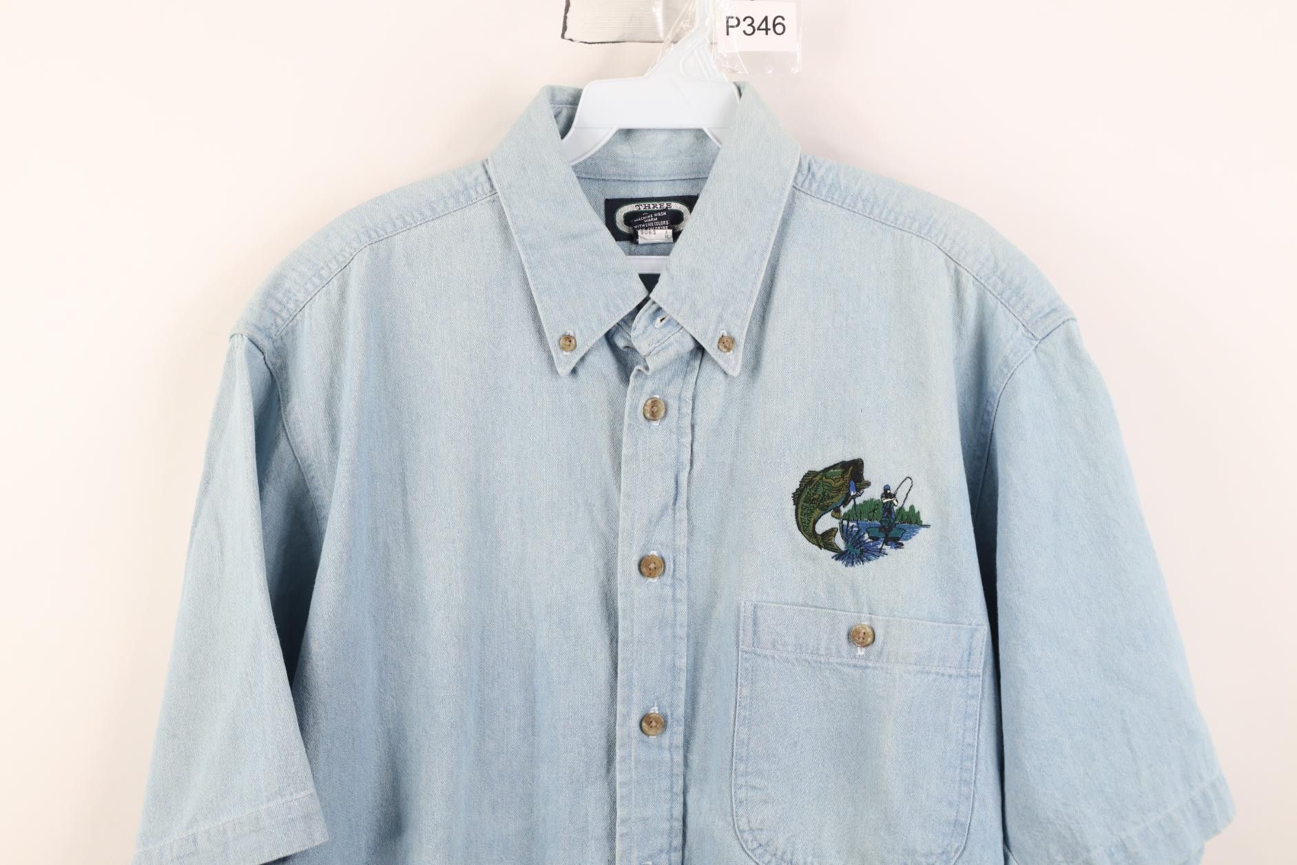 Vintage Vintage 90s Streetwear Short Sleeve Denim Button Down Shirt Size US M / EU 48-50 / 2 - 2 Thumbnail