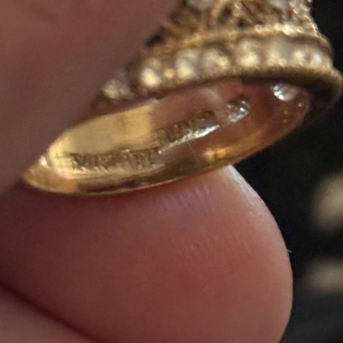 Vintage Vintage 14KHGE LIND gold tone filigree & crystals band ring Size ONE SIZE - 3 Thumbnail