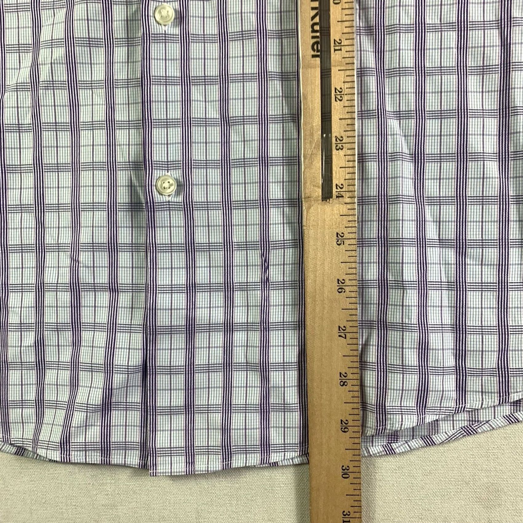 Hugo Boss HUGO BOSS Dress Shirt Men 15 32/33 Blue Plaid Collar Shirt Regular Long Sleeve Button Cuff Size 40R - 5 Thumbnail