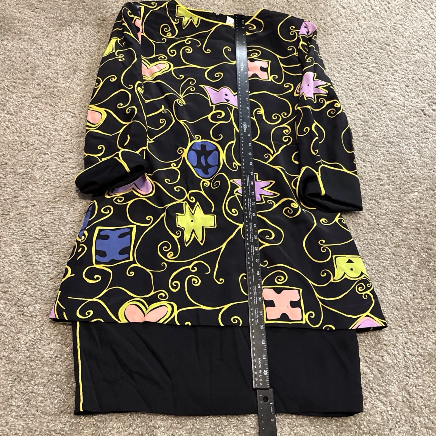 Vintage VINTAGE Kathryn Dianos Geometric Abstract Black Gold Women’s 14 Dress Pencil Midi Dress Geometric Pattern Womens Size XL / US 12-14 / IT 48-50 - 5 Thumbnail