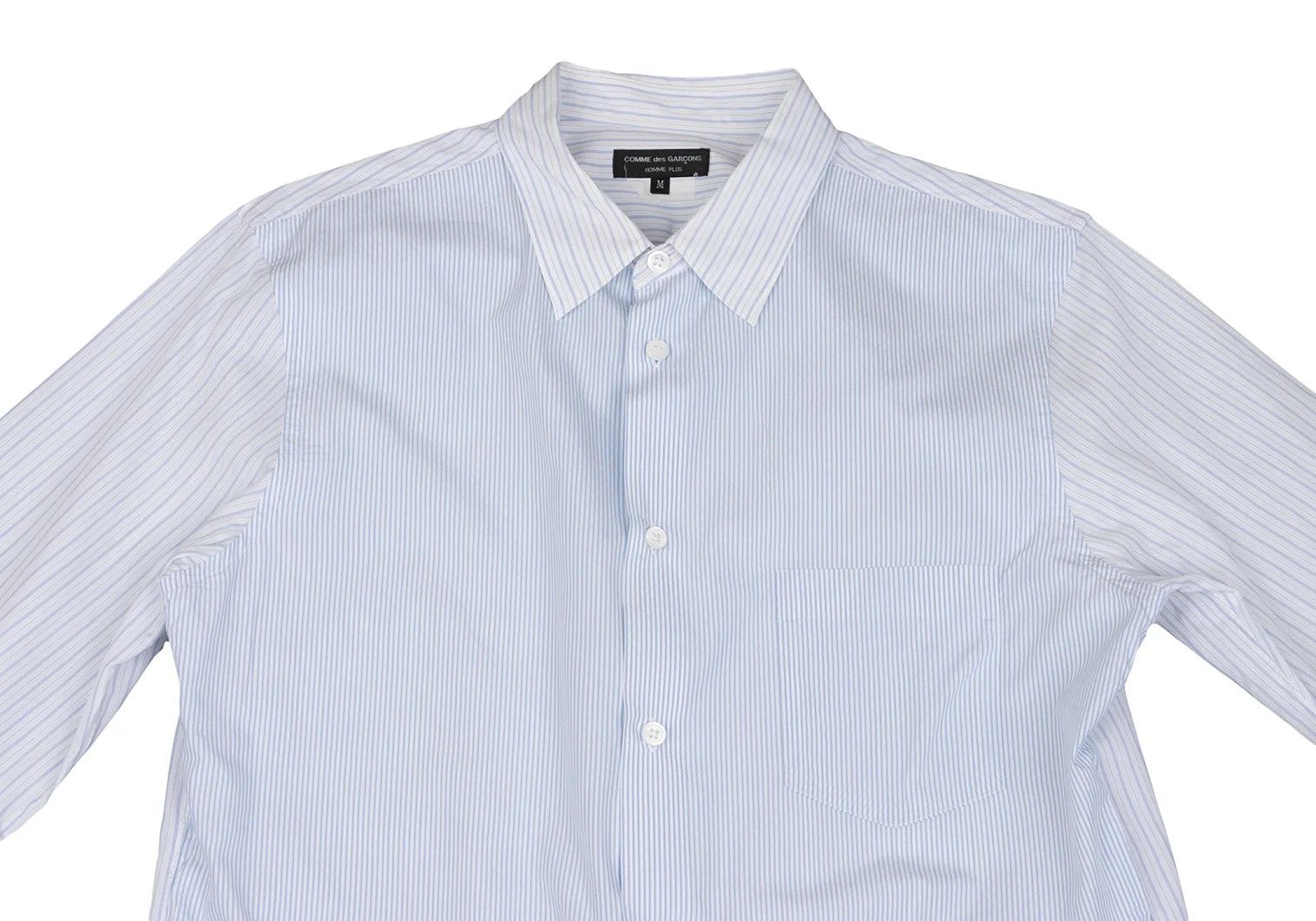Comme des Garcons Homme Plus Layered Stripe Long Sleeve Shirt in Blue and Off White Size US M / EU 48-50 / 2 - 3 Thumbnail