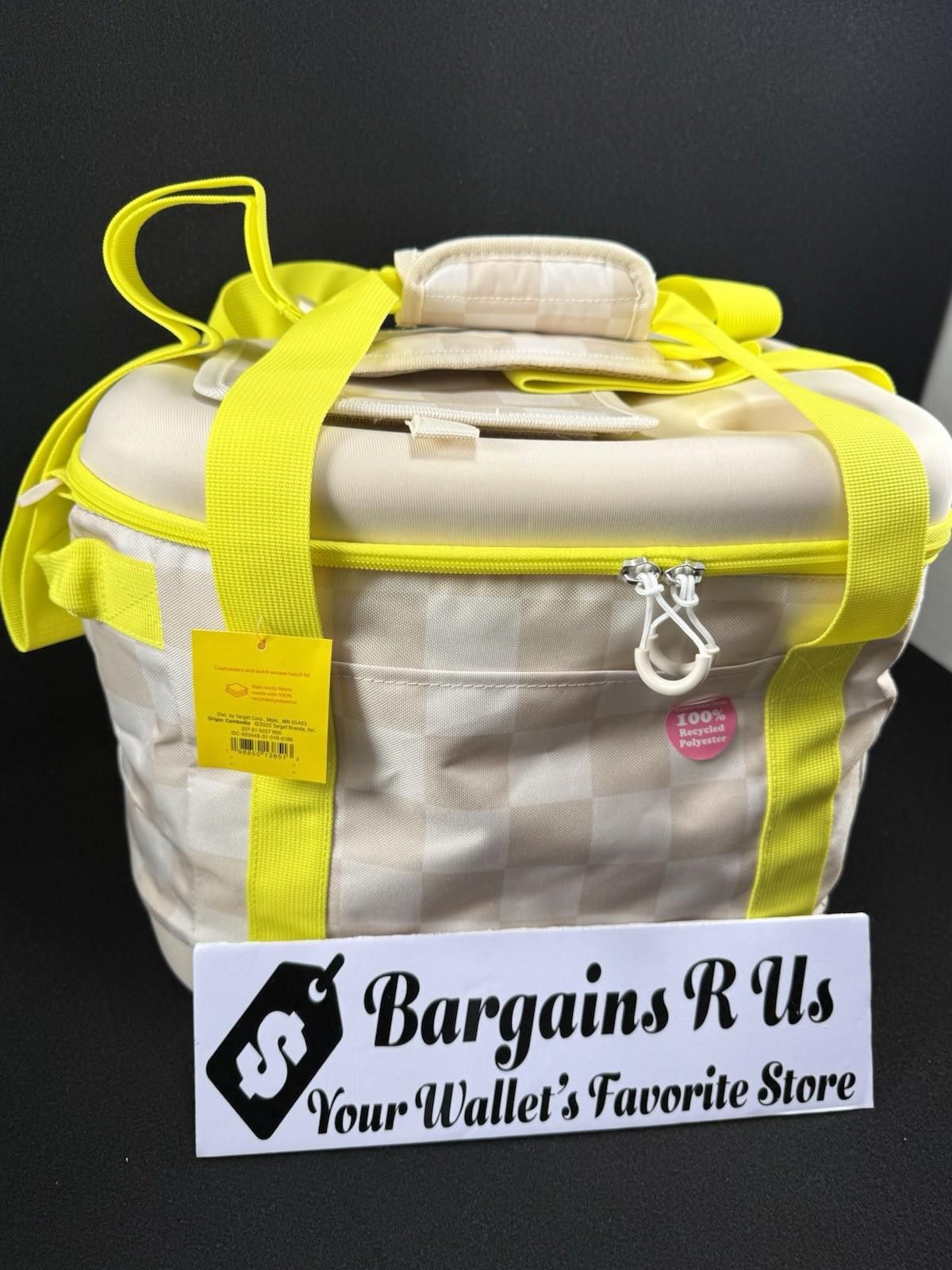 Other Sun Squad 24-Can Insulated Cooler Bag Beige Yellow Check Size ONE SIZE - 6 Thumbnail