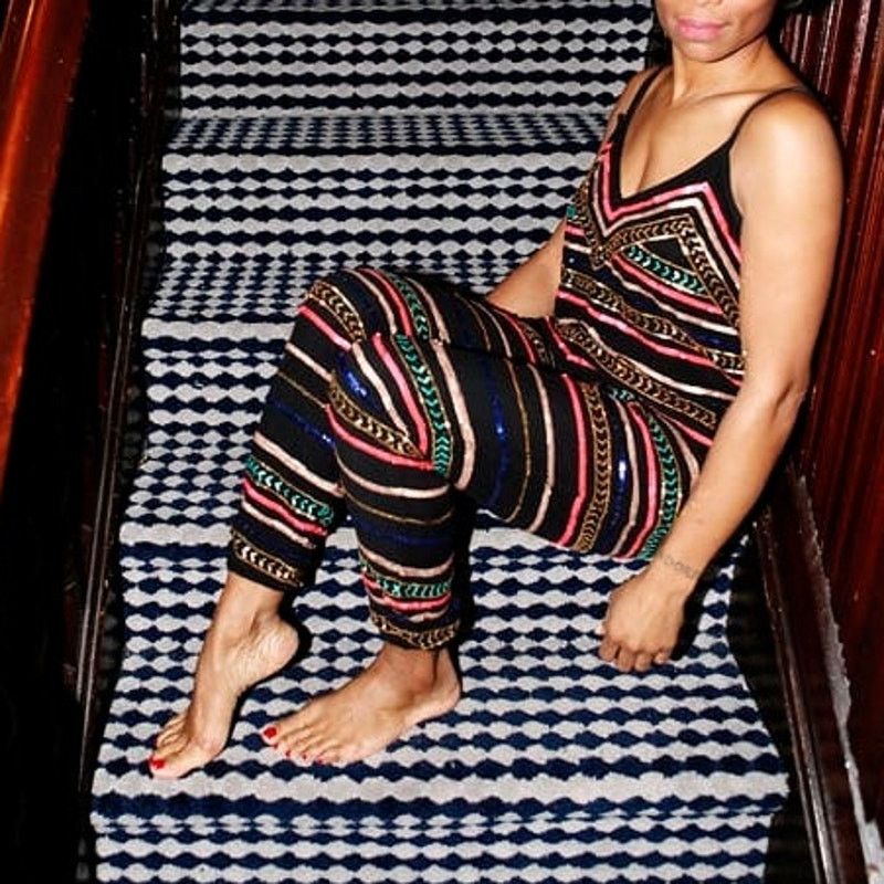 Mara Hoffman Mara Hoffman Sequin Striped Jumpsuit black size XS Size 26" / US 2 / IT 38 - 6 Thumbnail