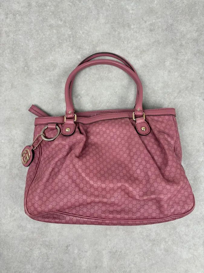 Gucci 2000s Gucci Sukey Monogram Pink Leather Handle Bag Size ONE SIZE - 4 Thumbnail