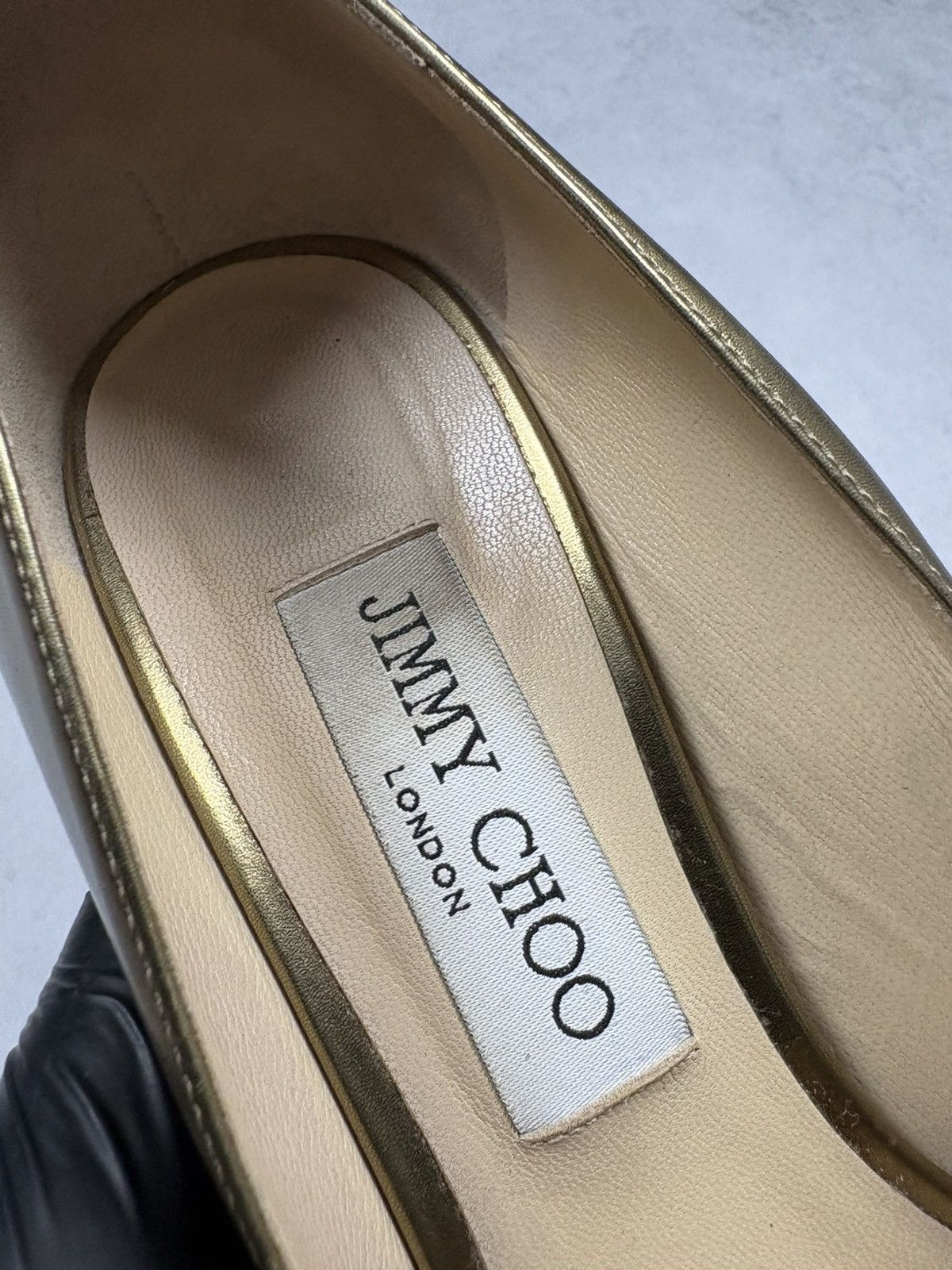 Jimmy Choo Jimmy Choo Gold Metallic Leather Pumps Rare Heels Luxury Size US 8.5 / IT 38.5 - 11 Thumbnail