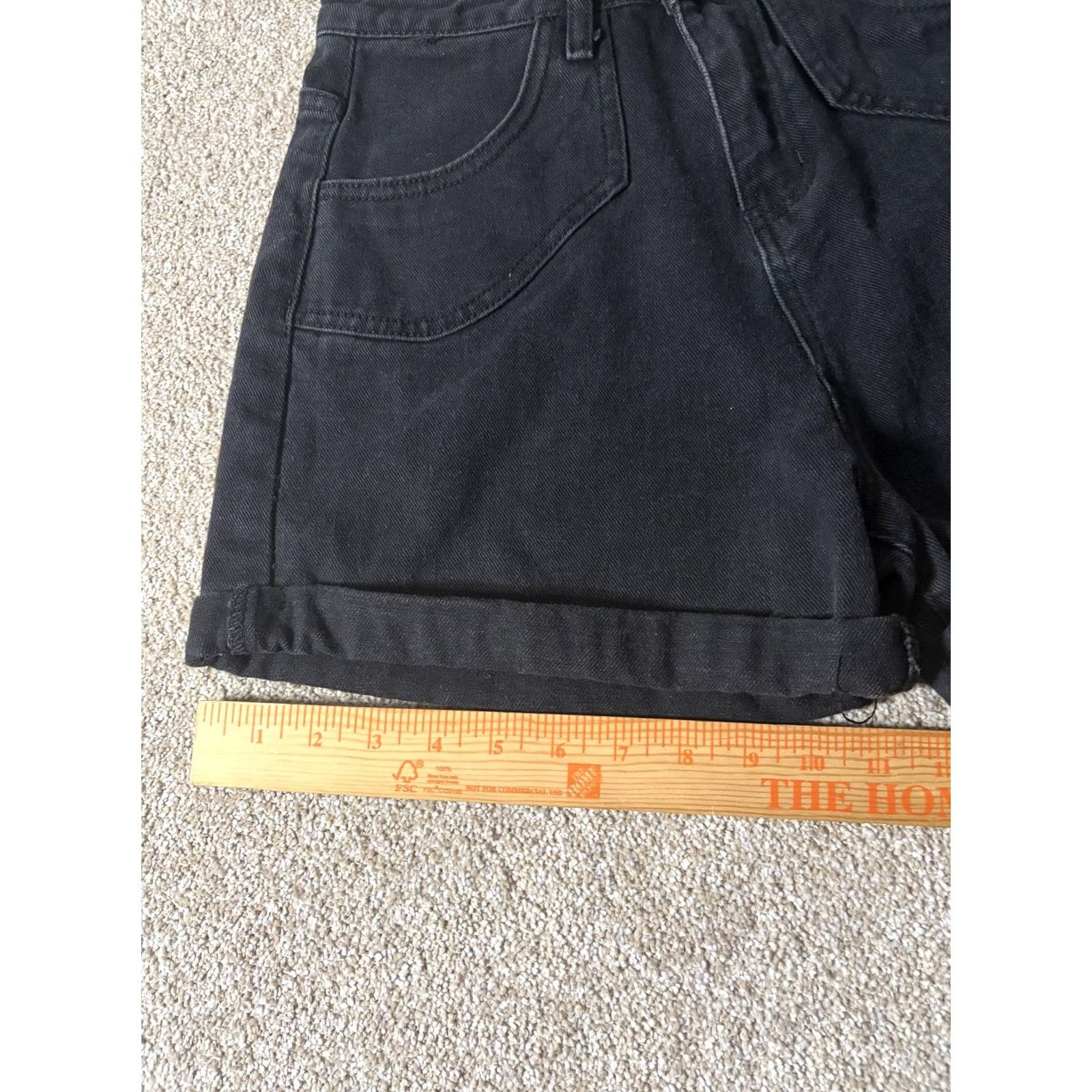 PRINCESS POLLY Princess Polly Shorts Womens 2 Black Denim High Rise Mom Relaxed Fit Cuffed Size 26" / US 2 / IT 38 - 4 Thumbnail