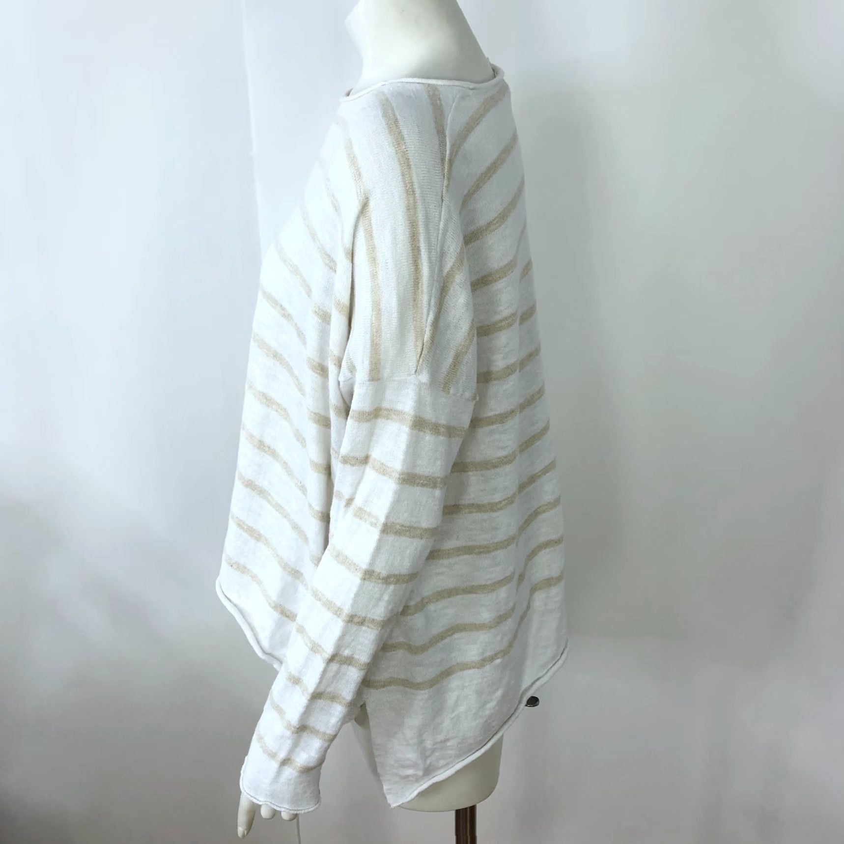 Eileen Fisher Eileen Fisher White Linen Blend Lightweight Boat Neck Pullover Sweater, Medium, Casual Womens, Knit, Classic American Style Size M / US 6-8 / IT 42-44 - 2 Thumbnail