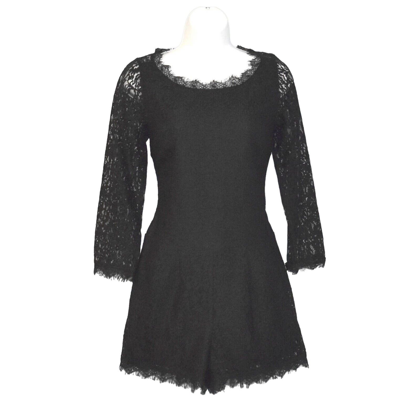 Joie JOIE Nali Black Lace Long Sleeve Jumpsuit Romper Size 2 Size 26" / US 2 / IT 38 - 2 Thumbnail