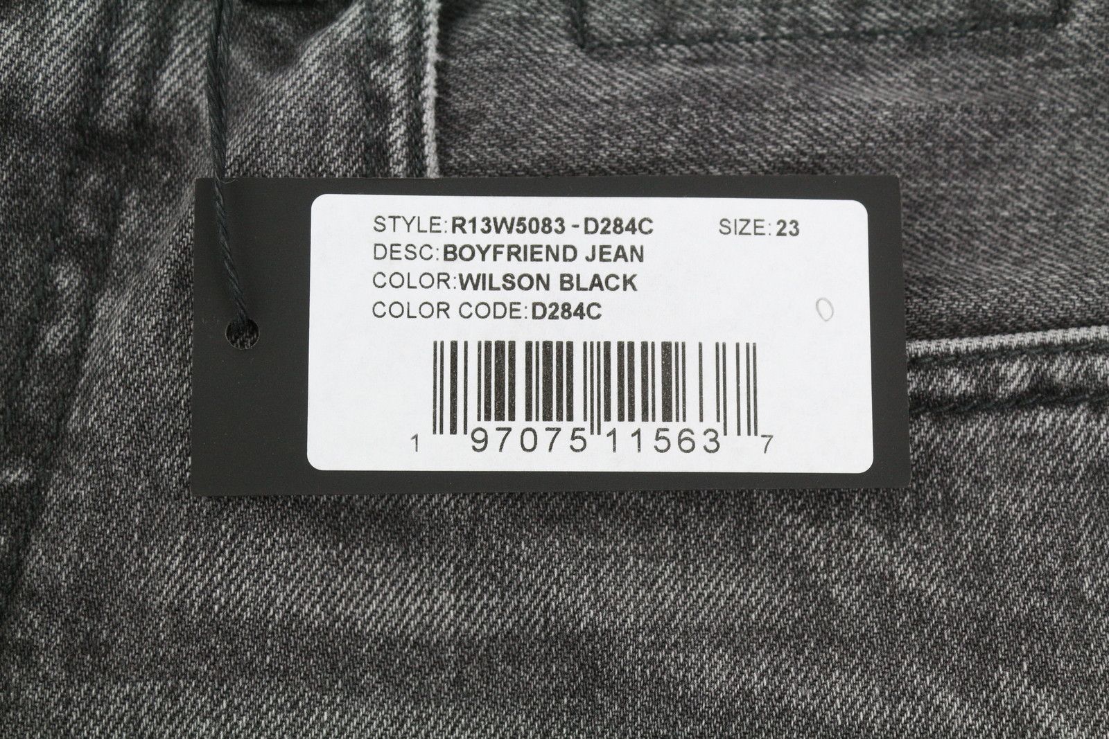 R13 BOYFRIEND 23 Wilson Black Whiskers Faded Zip PS25 86680 Size 23" - 7 Thumbnail