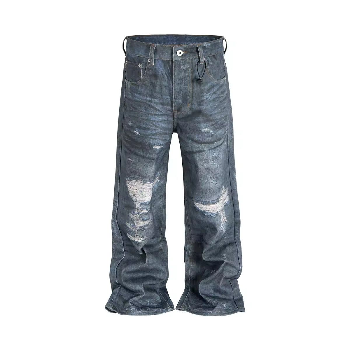 Distressed Dirty Blue Ripped Jeans