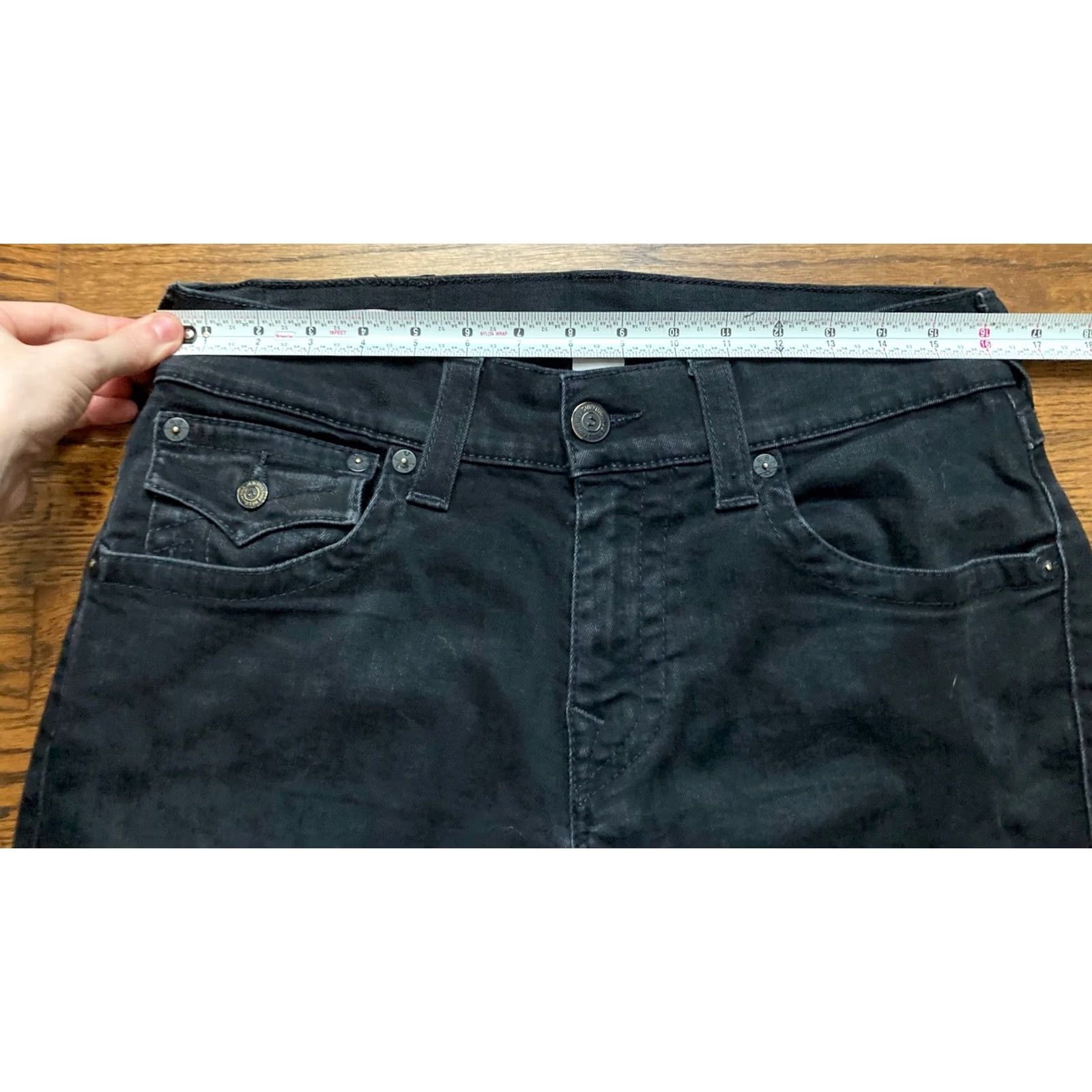 True Religion VINTAGE True Religion Jeans Mens Sz 31x33 Rocco Relaxed Skinny Flap Black Denim Stretch Size US 31 - 7 Thumbnail