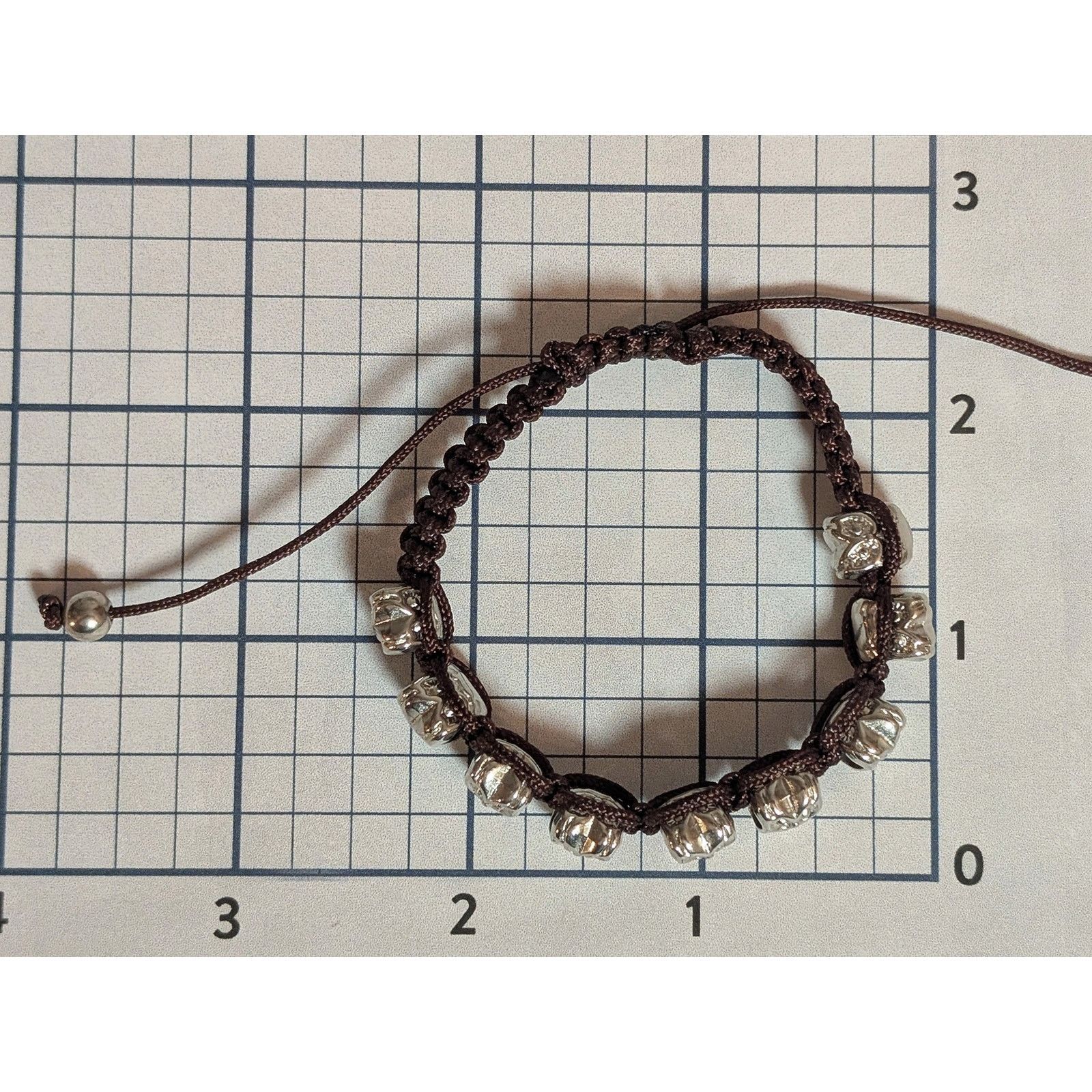 Vintage Fun VTG Mocha & Silver Owl Bead Paracord Adjustable Bracelet Size ONE SIZE - 6 Thumbnail